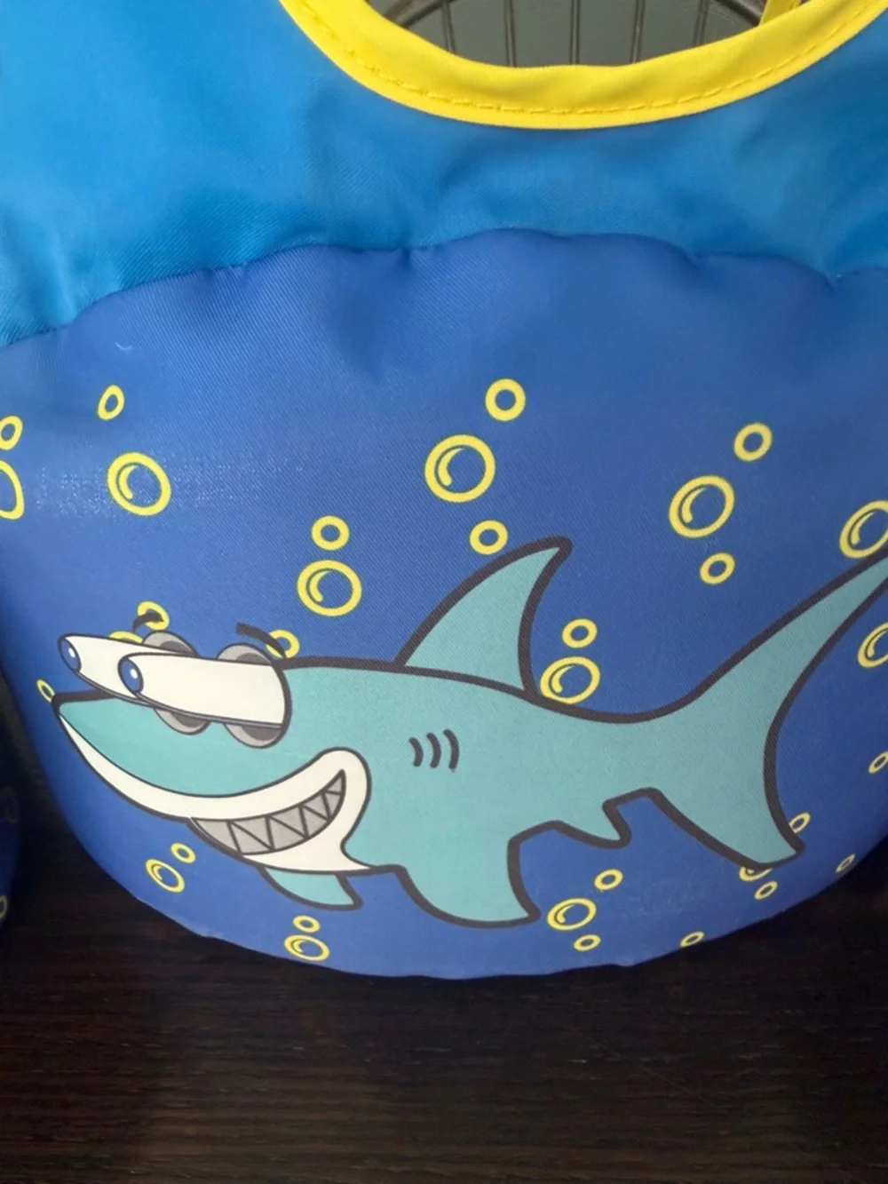 Blue Shark Kids Swim Rashguard Float Vest with Yellow Lining
